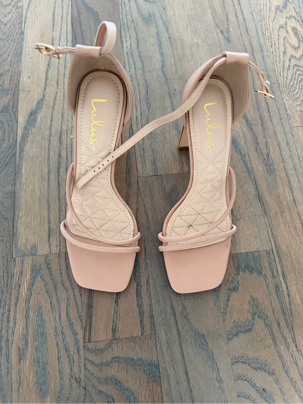 Lulu's Nude Blush Strappy Square-Toe Block Heels